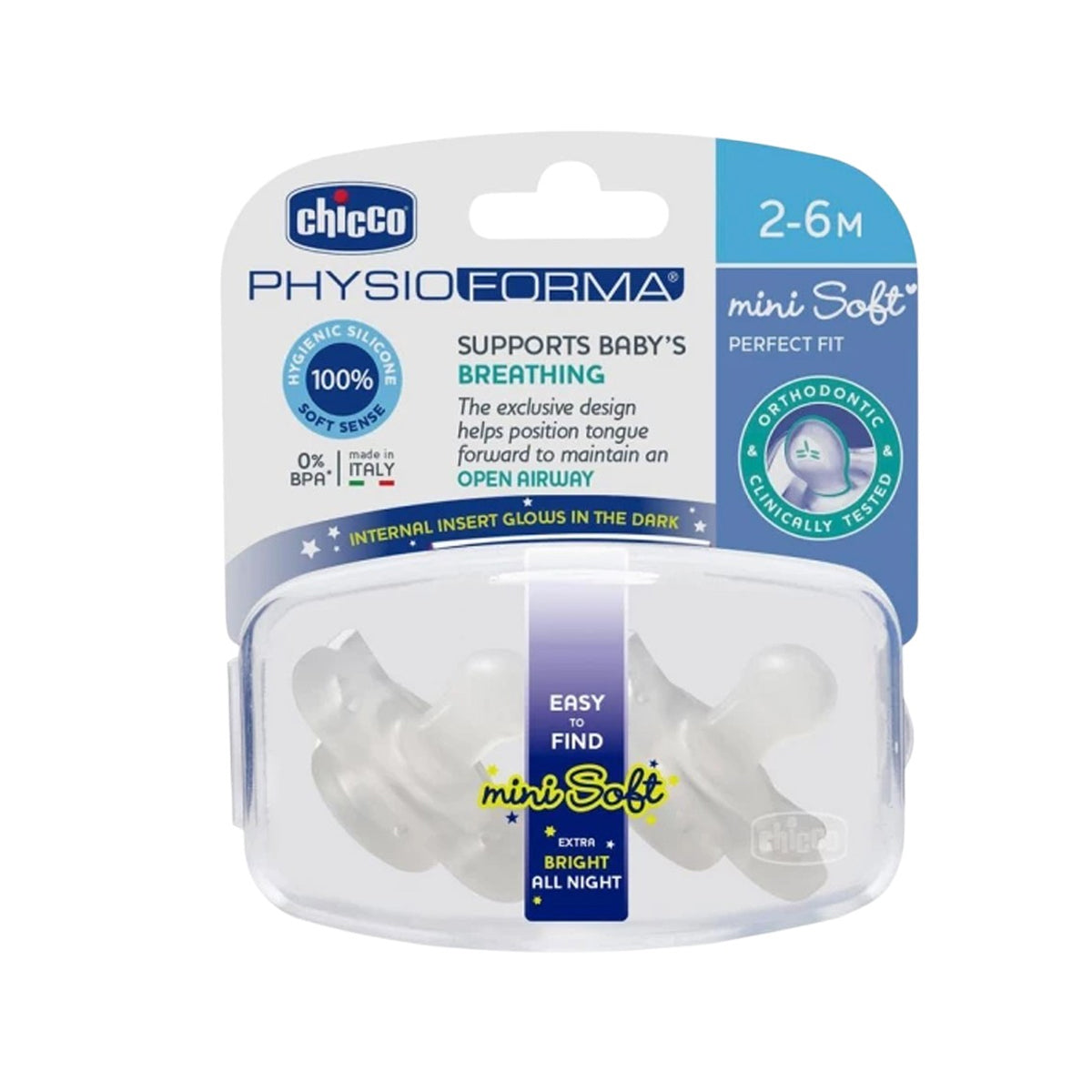 Chicco Soothers Mini Soft Silicon Neutral 2-6 Months 2 Pcs